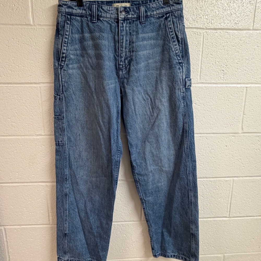 Madewell Mens Flannel Lined Carpenter Denim Pants 32 Blue Plaid Workwear Rugged